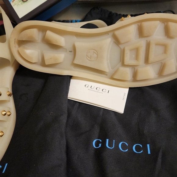 Gucci Rubber Jelly Sandals Studs Tiger Unisex Gucci Size 9 Beige Jelly Studded - Picture 3 of 5